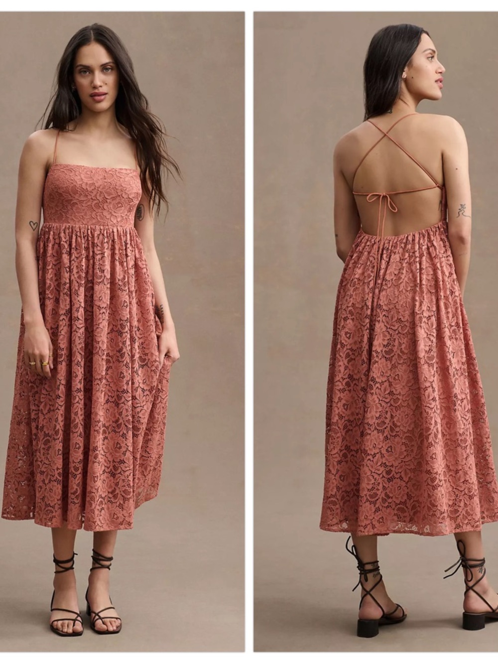 NWT Anthropologie BHLDN Zoe Open-Back Lace Midi Dress Women's 10 Wedding
